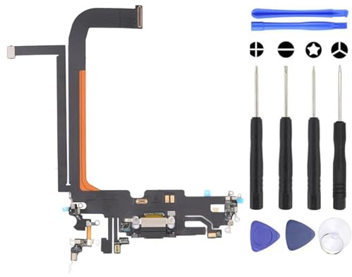 S&L ENTERPRISE Charging Port Dock Connector Compatible with iPhone 13 Pro Max 2021 Replacement Flex Cable Incl. Repair Kit – Black
