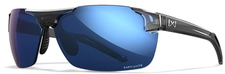 Wiley X WX Prime Sonnenbrille für Herren, bruchsicher, UV-Augenschutz für Kampf und Schießen, faszinierende, polarisierte, blaue verspiegelte Gläser, glänzender kristallgrauer Rahmen