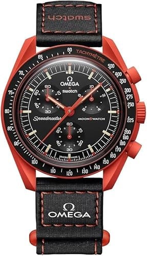 Swatch Reloj de pulsera MoonSwatch Omega x Mission to Earth Lava de Biocerámica, rojo, deportivo y moderno