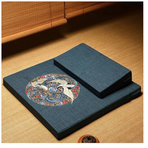 QDZC Quadratboden Sitzkissen Meditationsbodenkissen, Tatami Meditation Kissen Matten Set, Yoga -Sitzkissen -Bodenmatte, atmungsaktive japanische Tatami -Bodenkissen Kisse blue-70cm