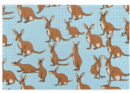 Funny for Kangaroo Zoo Printed Picture Personalized Wooden Puzzle 1000 Piece,Interessing Jigsaw Puzzles for Adults and Families Kids, Landscape Animal Puzzle