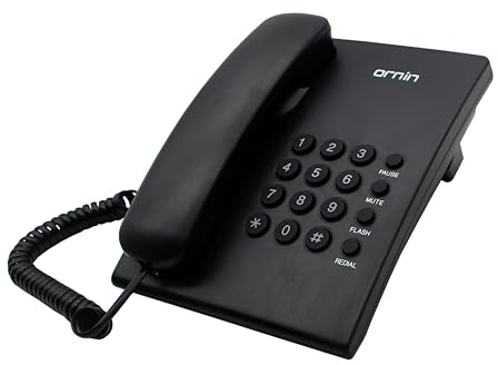 ORNIN Y320 Festnetztelefon mit Kabel, Wahlwiederholung und Stummschaltung, Einstellbarer Klingelton, wandmontierbar, ideal für Privathaushalte, Büros und Hotels – Festnetzgerät