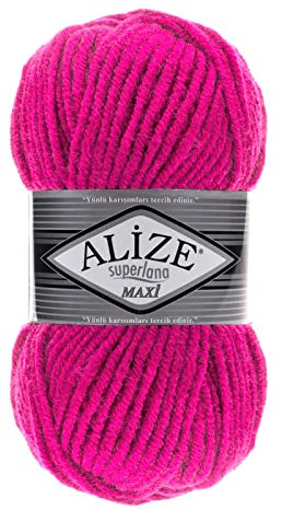 Strickgarn Strickwolle Superlana Maxi 100g 25% Wolle Wintergarn Winterwolle, 50 Farben, Farbe:149 pink
