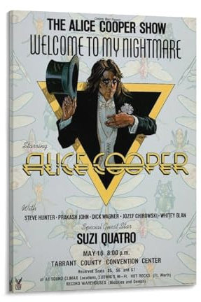 Fmesoo Alice Cooper 1975 Fort Worth Konzert, modisches Poster, dekoratives Gemälde, Leinwand, Wandkunst, Wohnzimmer, Poster, Schlafzimmer, Gemälde, Wohnzimmer, Illustration, Poster, 20 x 30 cm
