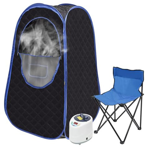 Foldable Sauna Tent 1000W, Full Body Steam Sauna with LED Screen Remote Control 1-99 Minute Timing Folding Chair Full Size Home Personal Sauna Steam