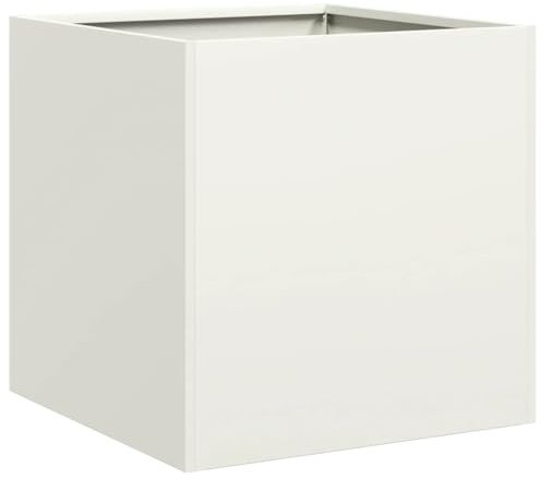 vidaXL Jardinera de Acero Laminado en frío Blanco 40x40x40 cm, macetero, Soporte para Plantas, lecho Elevado, Soporte para jardineras