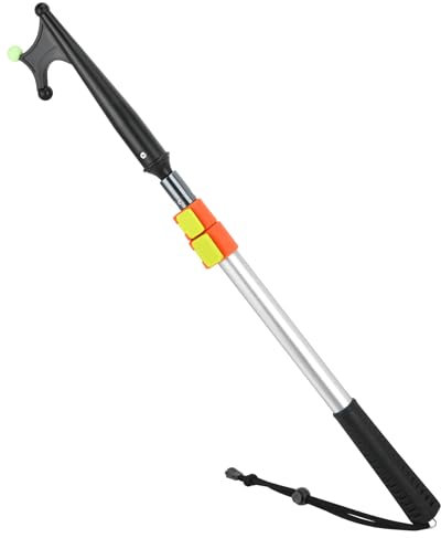 KOMCLUB Teleskop-Bootshaken Aluminium Teleskop-Bootshaken leuchtendes Design, rostbeständiges Design, langlebig,stark, Schubstange zum Anlegen (Silber, 128cm)