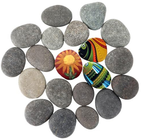 MUXHEL 30 Stück Steine zum Bemalen, 3-5cm kieselsteine zum bemalen, Flache Steine zum Bemalen, Kieselsteine Flache, Dekosteine Naturstein, für Bunte Malerei & Dekoration