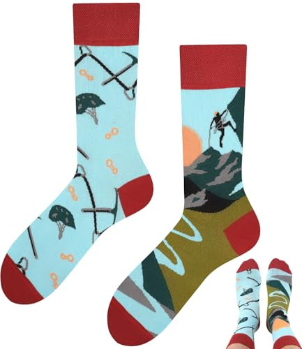 TODO Colours Lustige Klettern Socken Herren Baumwolle Kletter motiv Socken Lustig (43-46, Climbing Fun)