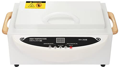 300W Heißluftsterilisator Desinfektion 220℃ Sterilisationsgerät Hochtemperatur Sterilisator Desinfektionsschrank für Nagelwerkzeuge, Schönheitssalon, Timer 1-60 Minuten (Weiß,500W)