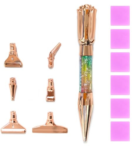 Bimkole 5D Diamond Painting Zubehör Stift Set, DIY Diamant Malerei Stift Zubehör und Werkzeuge, 6 Styles Drill Pen Ersatzköpfe Roségold Pen Tip, Diamond Painting Tools & Zubehör 13 Stück