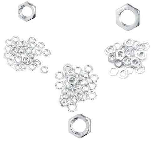HSUYUN 90 Stück Muttern set, M8 M10 M12 Feingewinde Mutter Flach, Flaches Feingewinde Verzinkt Gewindemutter, für Mechanik und Möbel