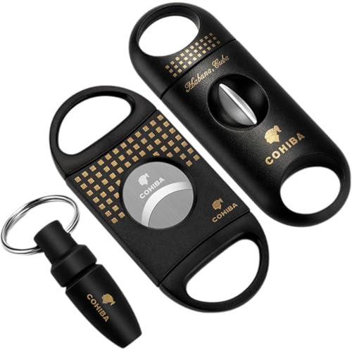 Luxylei Juego De Cortadores De Puros V De Acero Inoxidable, Doble Hoja, Tijeras para Puros, Accesorios, Tijeras para Puros, Guillotina, Herramienta Portátil para Cortar Puros De Viaje