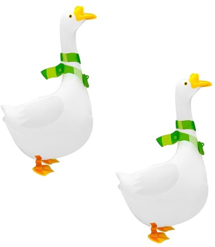DazzJoy Gans Luftballons Geburtstag, 2 Stück Airwalker Gans Folienballon, Walking Goose Luftballon Tiere Ballons, Goose Ballon Tiere für Kindergeburtstag Deko Junge Mädchen, Bauernhof Geburtstag Deko
