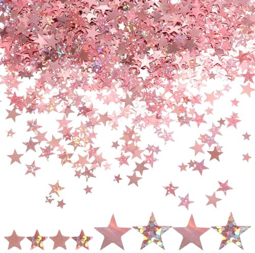Coriandoli metallici glitterati a forma di stella color oro rosa, per tavolo, decorazione da tavolo di compleanno, paillettes, stelle, coriandoli per feste, matrimoni, festival (60 g)