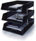 OS Smart Choice A4 Letter Trays, 3-Tier Stackable Document Organiser, Plastic Desktop Filing System, BLACK