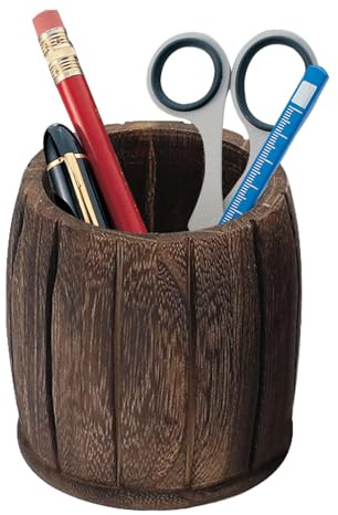 Pot à crayons en bois – Pot à crayons rustique | Organiseur de bureau vintage en bois pour papeterie, pinceaux de maquillage, décoration d'espace de travail, fournitures de bureau, essentiels de class