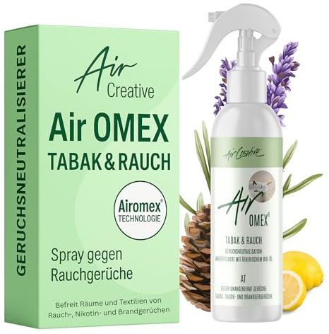 Air Creative® Anti Rauch Spray - entfernt sofort Rauch-, Nikotin- & Tabakgeruch – Raumduft Spray gegen Rauchgeruch für Auto, Wohnung & Textilien – mit Airomex® Technologie