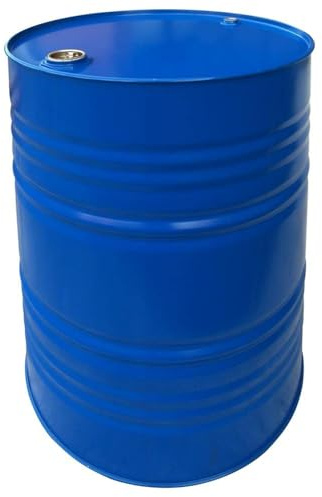 Fusto in ferro cilindrico, capacità 220 Lt, omologato ADR/ONU per liquidi, con tappi a vite (inclusi), corpo blu interno metallo