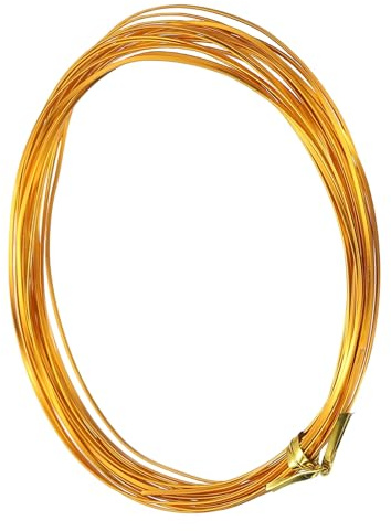 sourcing map 1 rollo de alambre de aluminio plano de calibre 24, alambre suave de 16.4 pies para manualidades de bonsái de flores, tallado, bisel, esculpir gemas, envoltura de metal, tono dorado