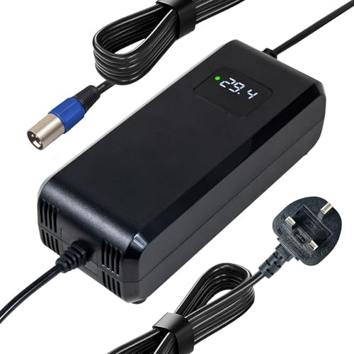 29.4V 5A XLR Charger for 24V Lithium-Ion Battery – Electric Wheelchair & Mobility Scooter Charger with LED Voltage Display