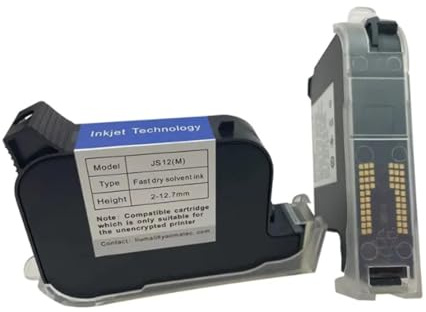 HDXAEW Cartuccia d'inchiostro solvente ad asciugatura rapida for stampante termica a getto d'inchiostro portatile JS12M da 12,7 mm per Multisuperficie(Black)