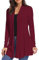 iClosam Cardigan Donna Lungo a Maniche Lunghe Leggero Aperto Elegante Casual A-Vino Rosso,XL