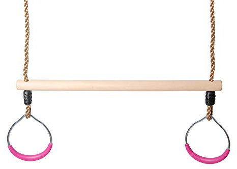 OTITU Anneaux d'escalade pour Enfants pour Balançoire De Jardin Enfants, Balançoire De Jeu Balançoire - Anneaux De Gymnastique en Corde pour Enfants Anneaux De Gym Rose