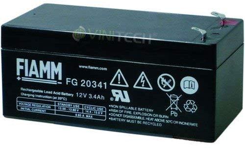 Fiamm Série FG Batterie 12V Alimentation sans interruption UPS Borne Faston 187 plate de 4,8 mm FG20341 Amperaggio 3,4 Ah