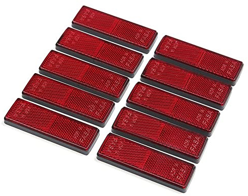 ETUKER 10 Catadiottri Rettangolari Autoadesivi Rettangolare Catadiottri Rimorchio Catadiottri Rettangolari per RV/Roulotte/Auto/Rimorchi/Avvertimento di Sicurezza (Rosso)