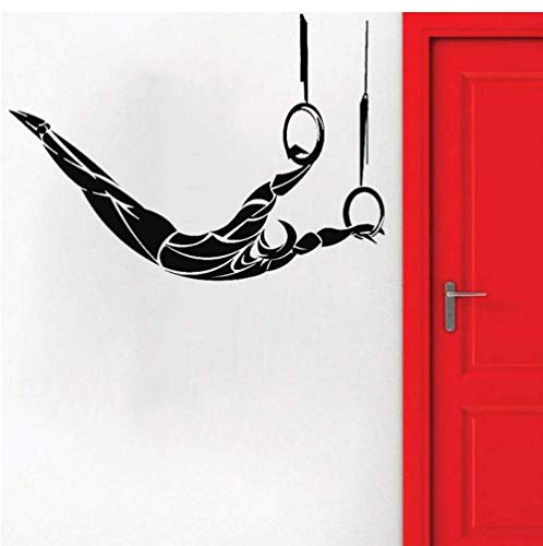 Air Athlete Vinyl Wandtattoo Gymnastik Ringe Turner Sport Wandaufkleber Für Fitnessstudio Modern Home Decoration Wohnzimmer 57X79Cm