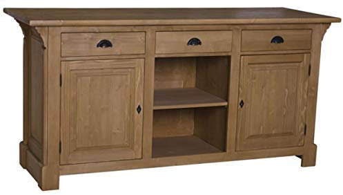 Casa Padrino Landhausstil Theke Braun 191 x 68 x H. 95 cm - Massivholz Thekentisch mit 2 Türen und 3 Schubladen