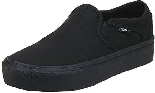 Vans Asher Platform, Zapatillas Mujer, Negro (Canvas/Black/Black), 38.5