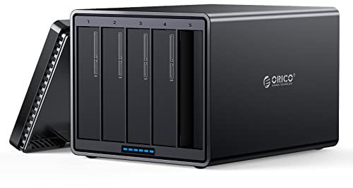 ORICO 5 Bay Raid Hard Drive Enclosure Magnetic Aluminum USB 3.0 to SATA for 3.5 inch HDD Tool Free Storage Case Support 7 RAID Modes Up to 80TB(5X16TB) - NS500RU3