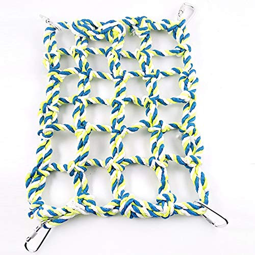 Yoogeer Rat Ferret Chinchilla hamsters Hammock Braided Bed Toy Center Hanging Cage Swing Ferret Cargo Net Boredom Breaker with 4 Hooks (Yellow)