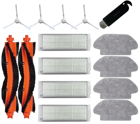 JoyBros Ricambio Accessori per Vacuum-Mop 2S Xiaomi Robot Vacuum S10 S12 XMSTJQR2S Mop P STYTJ02YM 4 Filtro 4 Spazzole Laterale 4 Panni Mocio 2 Rulli Principali (15-Pack)