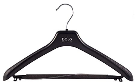 Marken Kleiderbügel für Anzüge und 2-Teiler, Kostümbügel, 42 cm, WJT42SCHSb, schwarz, 10 Stück