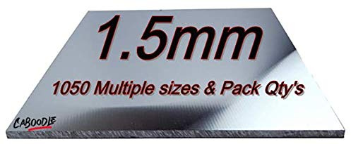 Aluminium Sheet Plate 1.5mm 1050 grade - Multiple Size's & Pack Qty's -500mm x 250mm x 1.5mm-1Pk