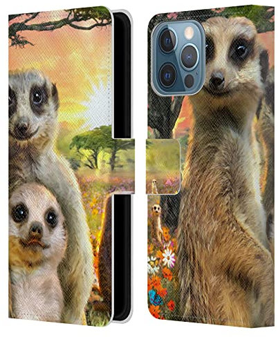 Head Case Designs Offizielle Zugelassen Aimee Stewart Surikate Tiere Leder Brieftaschen Handyhülle Hülle Huelle kompatibel mit Apple iPhone 13 Pro Max