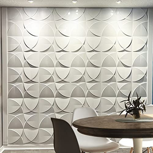 Art3d 33 Stück, 3 m² PVC 3D Wandpaneele für Wohnzimmer, Schlafzimmer, Gaming Zimmer, Weiß, Recycelbar, Dauerhaft