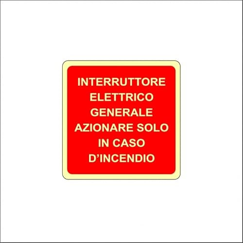 SEGNALETICA LUMINESCENTE IMO - Interruttore elettrico generale - Adesivo Luminescente O Pannello Rigido Luminescente (PANNELLO RIGIDO 15X15 CM)