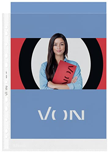 VON Leitz 10 x 10er Pack Transparente Prospekthülle A4, 65 Mikron, Öffnung oben, Hochwertiger, Transparenter Kunststoff, Säurefrei, Gelocht, Für Unterlagen & Dokumente, 40283003