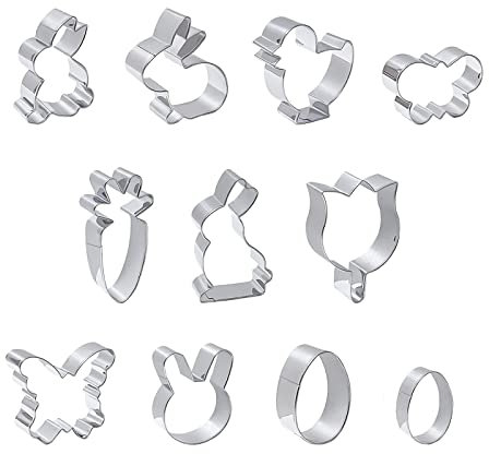 MYSUNBAR Keksausstecher Set, 11 Stück Keksausstecher, Tierform Teigausstecher, Edelstahl Ausstecher Fondant Werkzeuge für DIY Schneiden Kekse Teig Backen