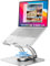 Tounee Adjustable Laptop Stand for Desk - Ergonomic Holder With 360° Rotating Base, Portable Aluminum Computer Riser Compatible With MacBook, Air, Pro, All 10-16 Laptops - Silver