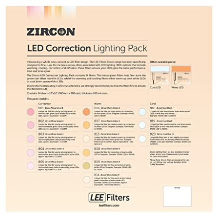 LEE LED-Korrektur-Gel-Filter, 300 mm x 300 mm, enthält 14 Blatt, 1 Blatt pro Farbe, insgesamt 14 Blatt