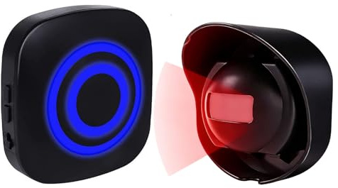 Funkalarmanlage mit Bewegungsmelder, SiegenPro Durchgangsmelder Alarm Zutrittsklingel Set mit PIR Sensor Detektor und Plug in Empfänger für Büro, Laden, Auffahrt oder Zu Hause