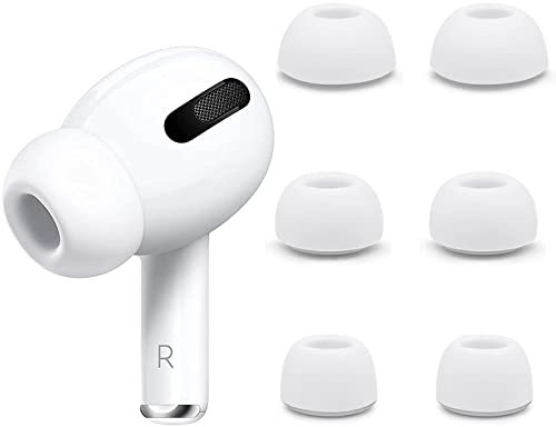 3 Pairs Replacement Ear Tips Compatible with Airpods Pro and Airpods Pro 2nd Generation with Portable Storage Case Silicone Earbuds with Noise Reduction Hole Fit in The Charging Case (S/M/L)-White