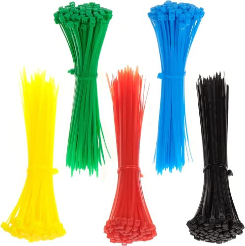 500 Pcs Coloured Cable Ties, Small Mixed Nylon Zip Ties, Plastic Cable Tie Wraps, Secure Self-Locking Mechanism, for Home, Garden, Office and DIY - 150 x 2.5 mm