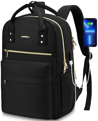 YAMTION Laptop Rucksack Damen 17,3 Zoll,Schulrucksack Mädchen Teenager Schultasche Frauen für Schule Uni Reise Arbeit mit USB Ladeanschluss & Laptopfach
