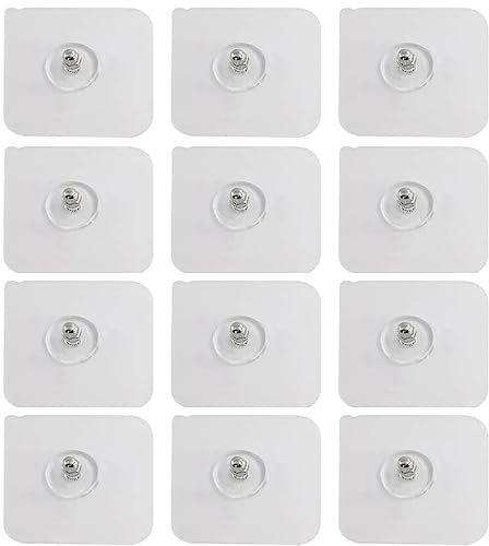 12 StückSelbstklebende Haken transparent-Wandkleber ohne Bohren-Klebenagel 5kgWandhaken ohne Bohren-Magischer Haken-Bilder kleben statt bohren-Wandnagel ohne Bohren-Befestigungsset Klebenagel fliesen